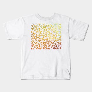 Golden leopard print, with rainbow shadow Kids T-Shirt